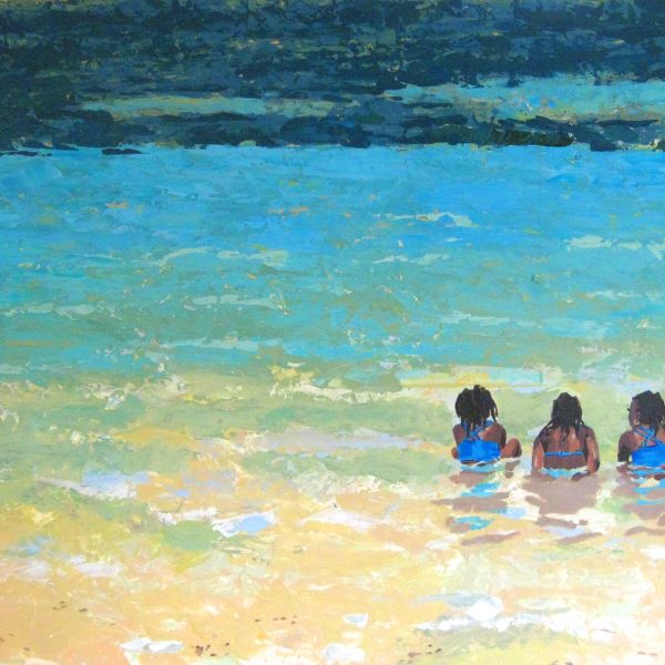 peinture trois filles dans l'eau